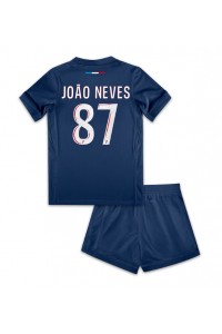 Paris Saint-Germain Joao Neves #87 Babytruitje Thuis tenue Kind 2024-25 Korte Mouw (+ Korte broeken)